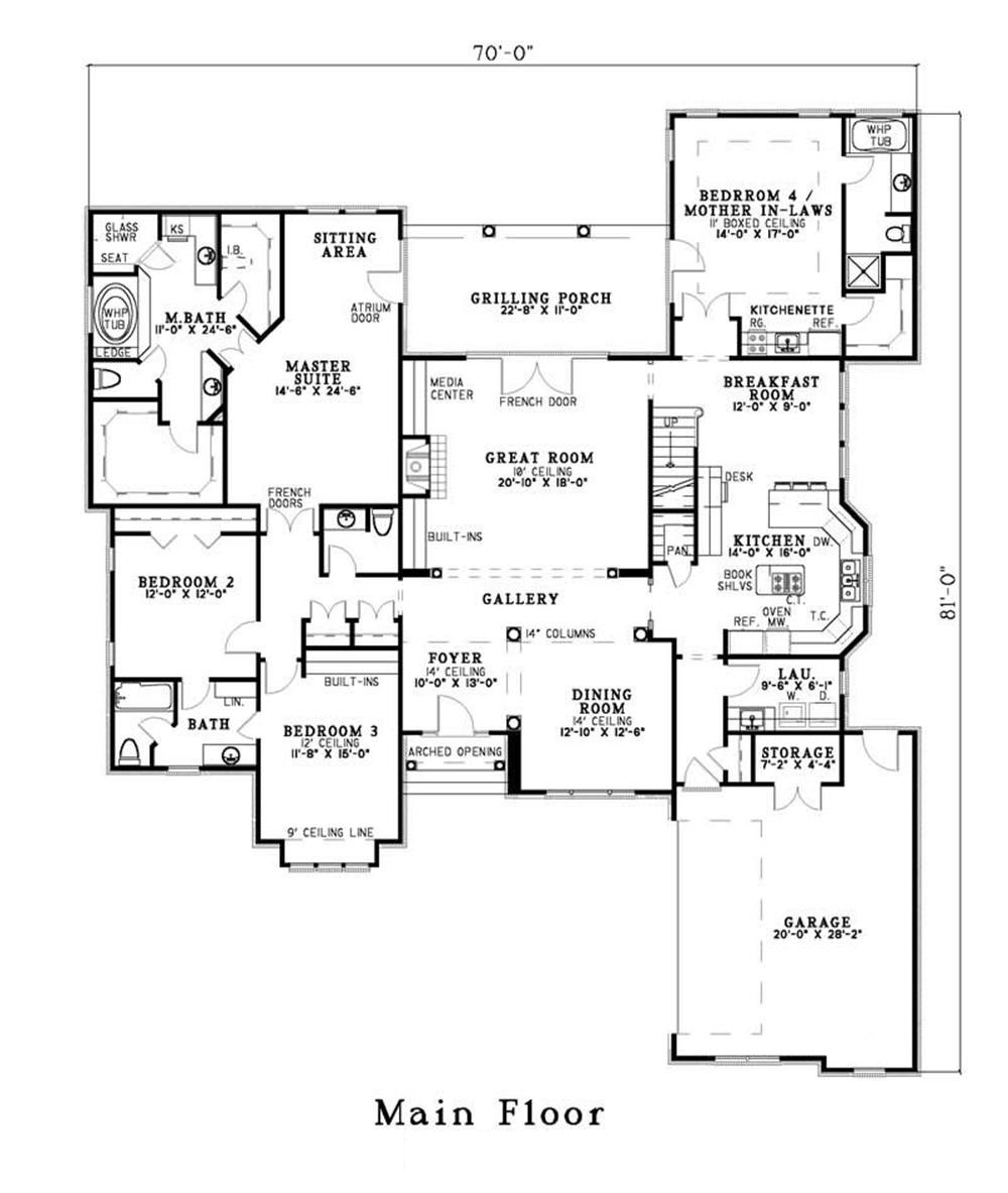 Floor Plan First Story of Country Plan #153-1491